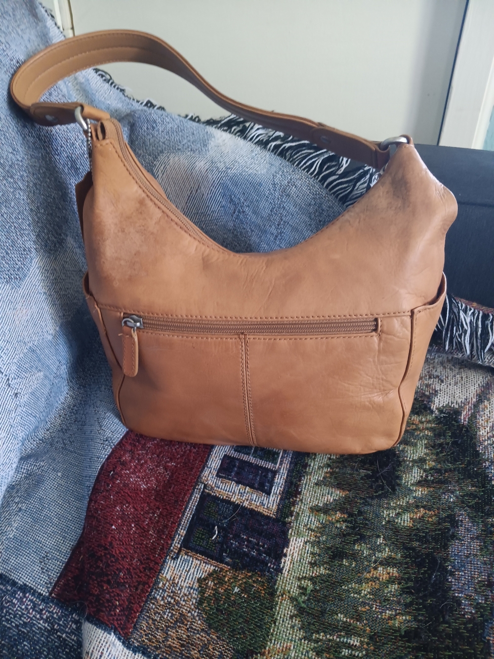 St. John's Bay Tan Genuine Leather Hobo Shoulder Bag